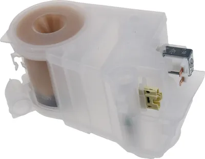 A close-up view of a salt container for a dishwasher.