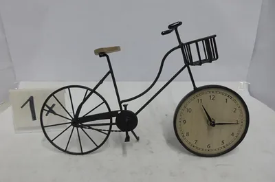 Obrázek produktu pro Gilde Stand-/ Tischuhr, Fahrrad, Metall, schwarz, VE 2, L. 8 cm, B. 35 cm, H. 22 cm