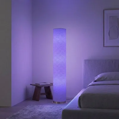 Produktbild von RGB LED Stehlampe, sandfarben, Textil-Schirm, rund, H 110cm