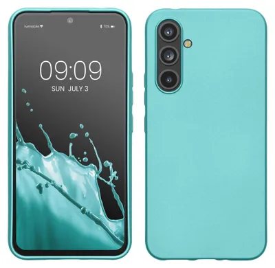 Produktbild von kwmobile Handyhülle für Samsung Galaxy A54 5G Hülle - Silikon Case metallisch schimmernd - Schutzhülle Cover - Metallic Mintgrün