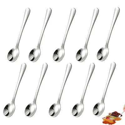 Productafbeelding van Set van 10 mini koffielepels van roestvrij staal (7,5 cm)