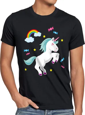 Produktbild von style3 Unicorn Candy Einhorn Herren T-Shirt Regenbogen Süßwaren