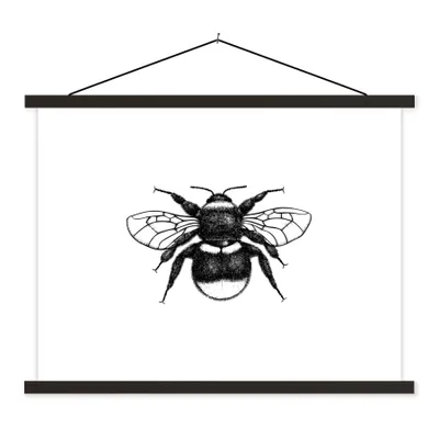 Produktbild von MuchoWow® Textilposter Hummel - Botanisch - Retro - Insekten 60x45 cm mit schwarzem Rahmen - Poster Schlafzimmer