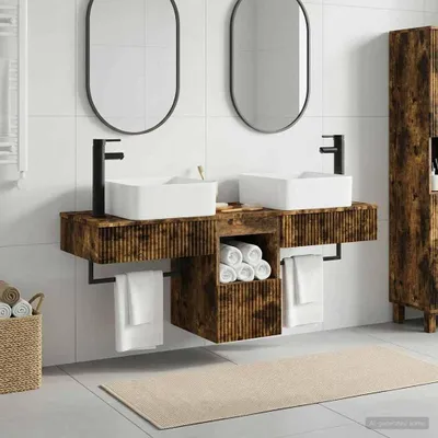 Image de Maison Exclusive - Ensemble de meubles de salle de bain, 3 pièces, en bois stratifié imitation chêne fumé
