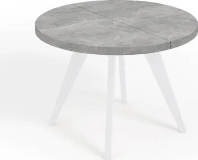 Image de Table ronde à rallonges pour salle à manger, LORA, style loft, scandinave, diamètre : 110 / 160 cm, Couleur : Atelier clair / Blanc