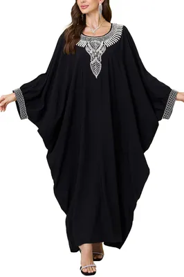 Productafbeelding van L-Peach dames katoenen kaftan, lange jurk, strandjurk, omslagdoek voor bikini, one size