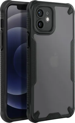 Produktbild von Avizar, Hülle iPhone 12 Stoßfest Verstärkte Ecken Matt, Schwarz