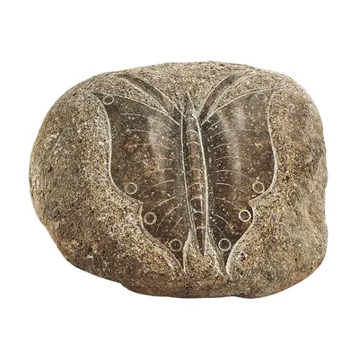 Produktbild von Kobolo kamień dekoracyjny BUTTERFLY z kamienia naturalnego - dekoracja strefy wejściowej dekoracja domu szary kamień dekoracja ogrodu wejście biżuteria kamień podłogowy