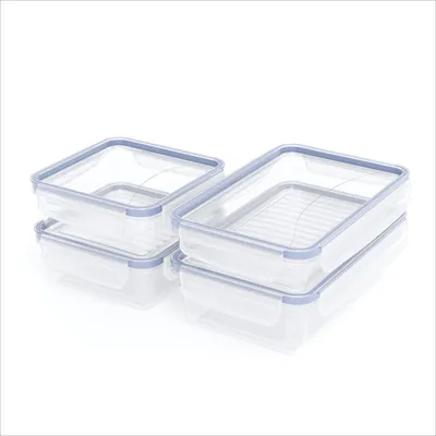 Immagine prodotto di Set di 4 contenitori Rotho per l'organizzazione, con coperchio a chiusura ermetica, da 0,8 L a 1,5 L, colore blu