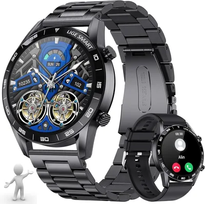 Produktbild von JUNG LIGE Smartwatch Damen & Herren Fitnessuhr, mit Bluetooth Smartwatch (3,53 cm/1,39 Zoll) mit Telefon Funktion, 100+ Trainingsmodi, mit Android )