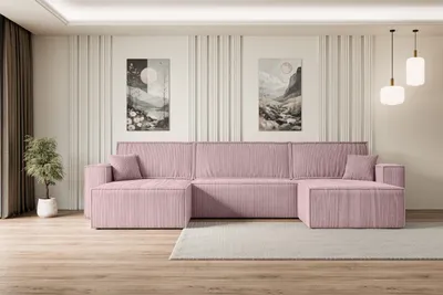Produktbild von ALTDECOR Ecksofa mit Schlaffunktion und Bettkasten Corner Sofa Eckcouch Couch U-Form universal, links/rechts Schlafcouch Ausziehbar Wohnlandschaft Schlafsofa CELTIC-XLU - 377x143x83cm Rosa