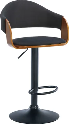 Produktbild von Barhocker Barstuhl Tresenhocker mit Lehne Holz Stoff drehbar walnuss