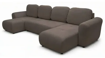 Image de Selsey OLIDO – Canapé d'angle en forme de L avec fonction couchage, en velours marron foncé