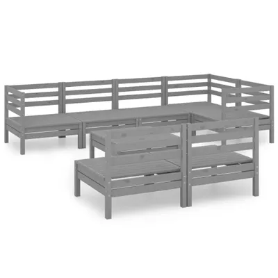 Produktbild von 8-tlg. Garten-Lounge-Set Massivholz Kiefer Grau