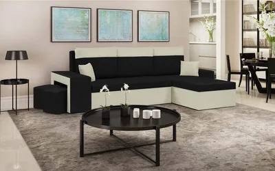 Produktbild von Ecksofa DAKOTA2 mit Schlaffunktion - Schwarz/Creme