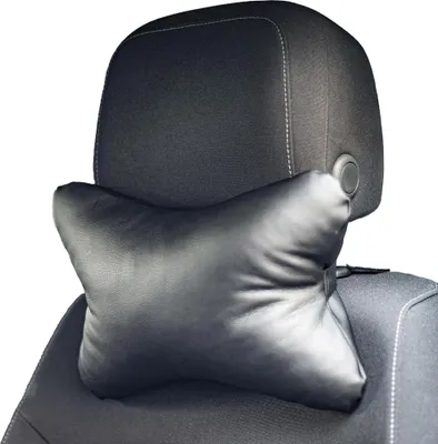 Produktbild von Auto Nackenkissen | Gaming Stuhl kissen | Kopfstütze Für Autositz | Reisekissen aus Kunstleder | Bequemes und wasserfestes Kissen für unterwegs | Farbe: Schwarz