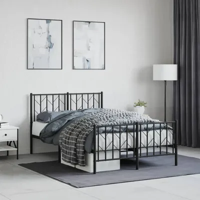 Produktbild von Bettgestell mit Kopf- und Fußteil Metall Schwarz 120x200 cm , Klassische Betten 2024 Neu