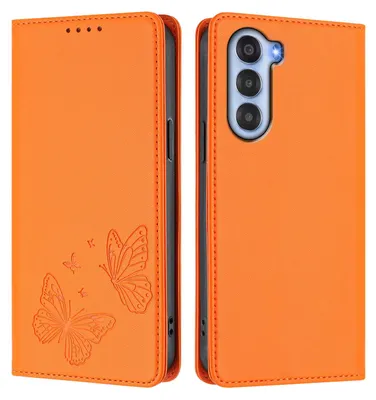Produktbild von Lederhülle für ZTE Nubia S, Schmetterling Prägung Leder Brieftasche Schutzhülle mit Ständer Orange