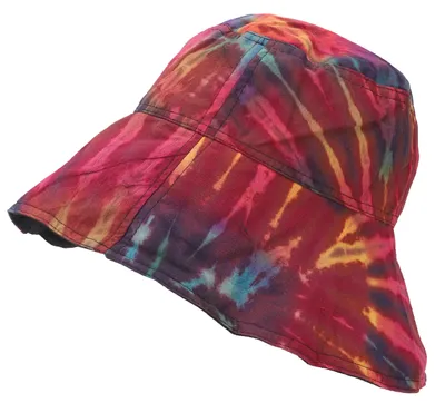 Produktbild von Sommerhut, Batik Schlapphut, Bucket Hat, Sonnenhut - Rot, Uni, Mehrfarbig, Baumwolle, Hüte, Mützen