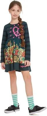 Produktbild von Desigual Mädchen Kleid „Physalis“ - Blumenmuster mit Pailletten-Herz 19WGVK93