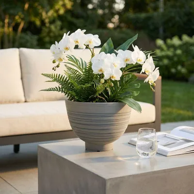 Immagine prodotto di Milani Home - vaso per piante da interno esterno in fibra sintetica, antracite, per giardino terrazzo e balcone