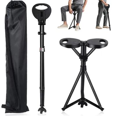 Produktbild von Klappbarer Wanderstock mit Sitz, höhenverstellbar, Aluminium, 250 kg Traglast, für Outdoor