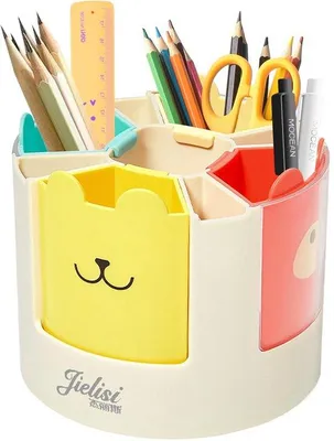 Produktbild von Kinderpennenhalter, 360-Grad-Drehbarer Schreibtisch-Organizer mit 9 Fächern, Kartonpennenhalter für Büro und Schule