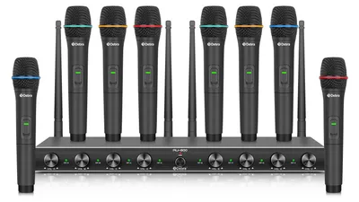 Productafbeelding van Draadloze Handmicrofoonset 8-kanaals UHF - 8 Microfoons - Zwart