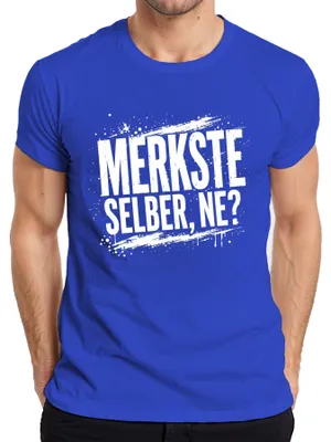 Zdjęcie produktu dla Koszulka męska, kolor niebieski, rozmiar M. Nadruk: "Czy to nie oczywiste?", humorystyczne hasło, sarkazm, ironia