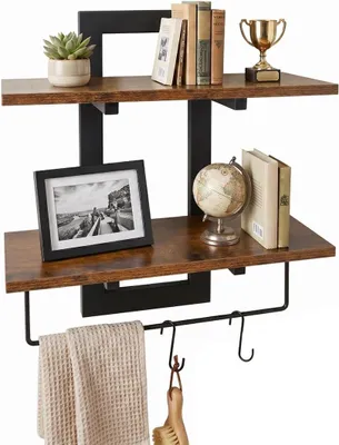 Imagen del producto de Estantería de pared, 2 niveles, diseño moderno, que ahorra espacio, ideal para decoración