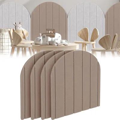 Produktbild von 3D-Wandpaneele, 4 Stück 32x43 cm, Wandschutzfilzpaneele, dekorative Wandpaneele, selbstklebend, stoßdämpfende Wandverkleidung für Schlafzimmer und Kinderzimmer (Kamel)