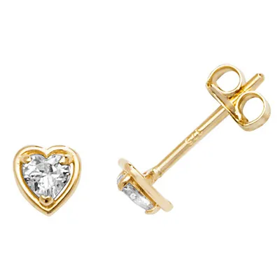 Produktbild von Schöne 9 Karat (375) Gold Herz Damen - Paar Ohrstecker mit Zirkonia - 5mm*5mm; TRS27284