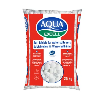 Produktbild von AQUA EXCELL Salztabletten für alle Wasserenthärtungsanlagen: 25kg Sack