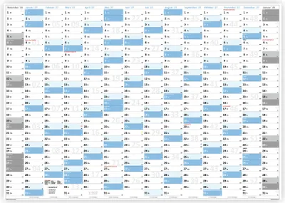 Produktbild von XXL Wandkalender DIN A0 2027 (blau2) große Tageskästchen (Kalender werden gerollt versendet)