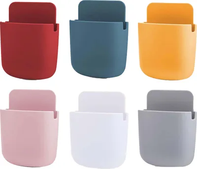 Produktbild von Fernbedienungshalter – Set von 6 Haltern in verschiedenen Farben – Hochwertiges Kunststoff – 3 x 9 x 11,5 cm – Ordnung für Ihre Fernbedienungen