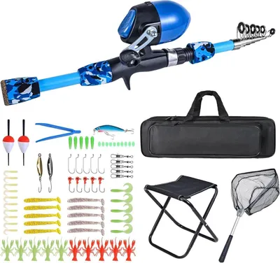 Image de Kit de pêche télescopique pour enfants avec accessoires et sac de transport