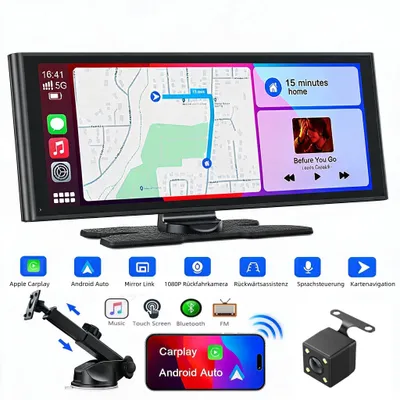 Image de Écran CarPlay de 9,26 pouces, autoradios portables compatibles avec Apple CarPlay et Android Auto, écran tactile IPS CarPlay, écran CarPlay avec caméra de recul