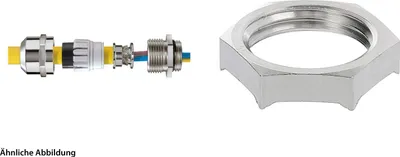 Produktbild von WISKA Verschraubung EMV mit Gegenmutter PG9x1,41 mit Erdungseinsatz inkl. O-Ring Messing (CuZn) vernickelt Gewindelänge