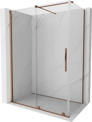 Image de Mexen Velar paroi de douche coulissante 140 x 85 cm, transparente, rose or - 871-140-085-01-60