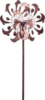 Produktbild von Kinetic Art: Metal Wind Spinner: Copper Dolphins Duett - Solar LED