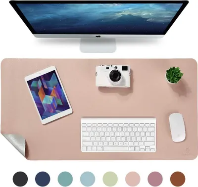 Produktbild von Tischunterlage,Schreibtischunterlage,70*35cm Kunstleder Tischunterlage,Laptop Tischunterlage,doppelseitig (Rosa / Silber)
