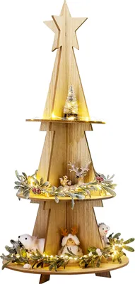 Produktbild von Weihnachts- Holz Etagere 3 Etagen Servierständer Weihnachtsdeko H60cm