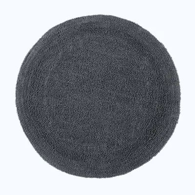 Produktbild von HOMESCAPES Runde Battematte grau 80 cm aus 100% Baumwolle