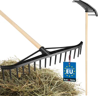 Zdjęcie produktu dla KOTARBAU® Wytrzymale grabie 550 mm 16 zebów z uchwytem Grabie do lisci Grabie do lisci Zamiatarka do lisci Dmuchawa do lisci Plastikowe grabie do lisci Czarne