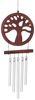 Produktbild von Aluminium Klangspiel, Windspiel mit Kokosholz - Baum des Lebens, Braun, Aluminium,Holz, 40*11*1 cm, Windspiele & Klangspiele