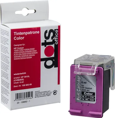 Produktbild von dots color Druckerpatrone kompatibel zu HP 301XL (CH564EE)