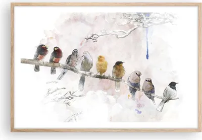 Produktbild von Gerahmtes Poster - Rahmen in heller Eiche - Vögel Kanarienvogel Zweig - 91,5x61 cm - Wand Bild - Wanddeko - Wandbilder - Wandposter - Bilderrahmen - Bilder - Kunstdruck - Wandbild - P2NAA91x61-4175