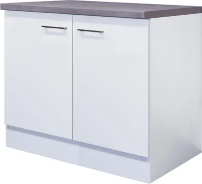 Produktbild von Spülenunterschrank mit Arbeitsplatte - 100 cm breit - Weiß – Nawa