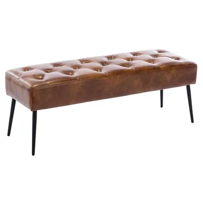 Produktbild von Sitzbank Samt Kunstleder Polsterbank Schminkhocker Schminkbank Farbauswahl, Farbe:Orange-Braun, Material:Kunstleder