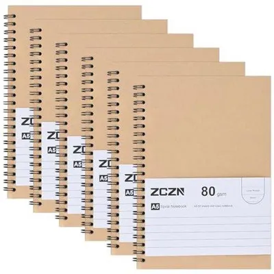 Produktbild von Famanu A5 Notizbuch 120 Seiten - 6 Stück Spiralnotizbücher für Schule, Studium und Büro